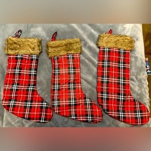 3 Christmas faux fur lined stockings